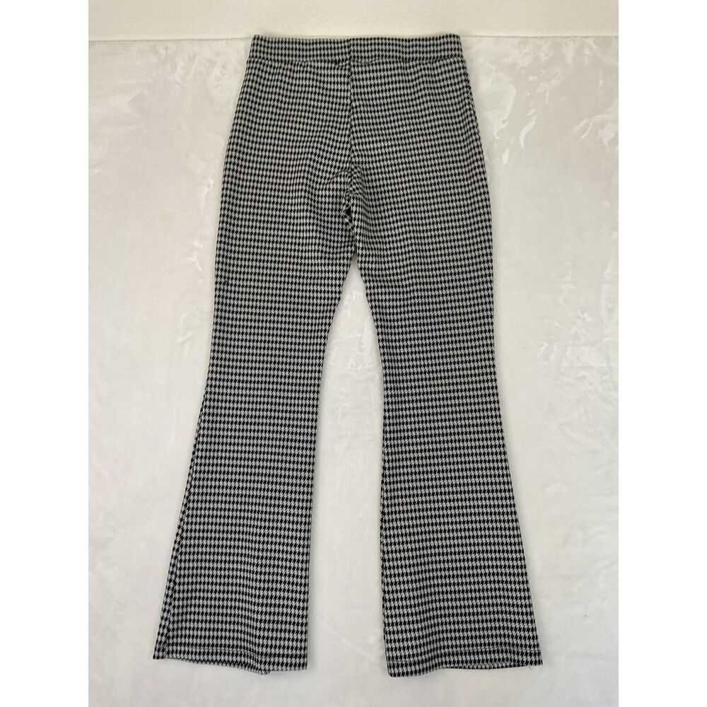 Sincerely Jules Pants Womens Flare Plaid Med Black White Houndstooth Casual Soft